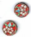 2 18x6mm Red Cloisonné Disks